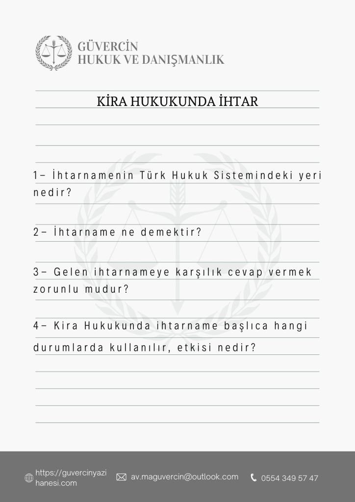 KİRA HUKUKUNDA İHTAR